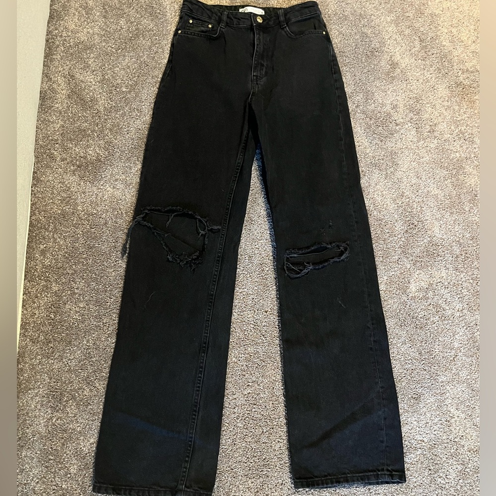 Zara Black Distressed Jeans - Size 4